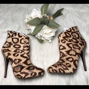 Madison Harding Brown Jaguar Margot Leather/Pony Hair Ankle Booties,Size-7M,NWOT